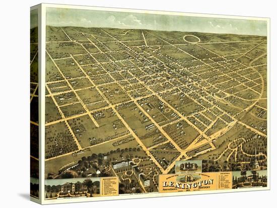 Lexington, Kentucky - Panoramic Map-Lantern Press-Stretched Canvas