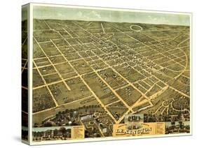 Lexington, Kentucky - Panoramic Map-Lantern Press-Stretched Canvas