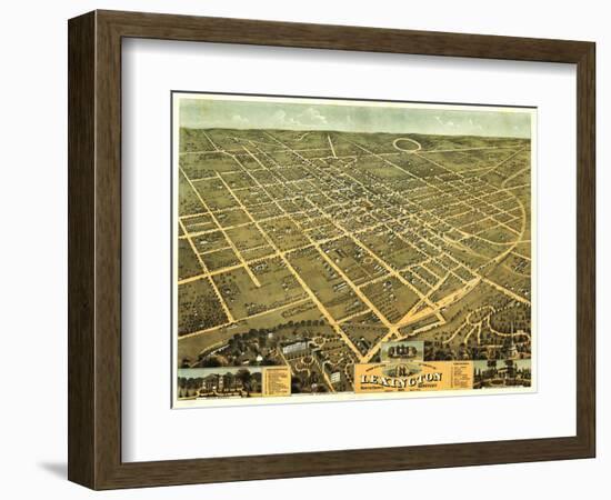 Lexington, Kentucky - Panoramic Map-Lantern Press-Framed Art Print