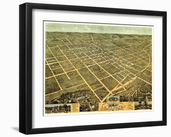 Lexington, Kentucky - Panoramic Map-Lantern Press-Framed Art Print