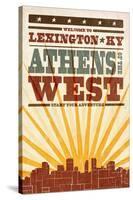 Lexington, Kentucky - Skyline and Sunburst Screenprint Style-Lantern Press-Stretched Canvas