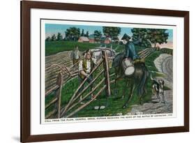 Lexington, MA - Paul Revere Informing Gen. Israel Putnam of the Battle-Lantern Press-Framed Premium Giclee Print