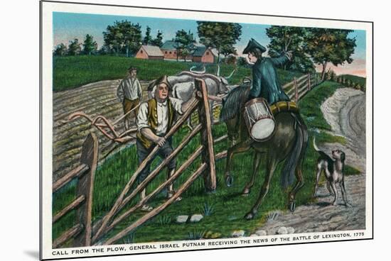 Lexington, MA - Paul Revere Informing Gen. Israel Putnam of the Battle-Lantern Press-Mounted Premium Giclee Print