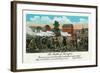 Lexington, MA - Representation of the Battle of Lexington, Capt. Parker Quote-Lantern Press-Framed Art Print