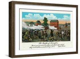 Lexington, MA - Representation of the Battle of Lexington, Capt. Parker Quote-Lantern Press-Framed Art Print