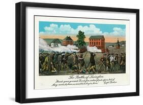 Lexington, MA - Representation of the Battle of Lexington, Capt. Parker Quote-Lantern Press-Framed Art Print