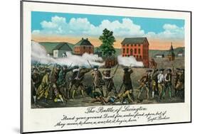 Lexington, MA - Representation of the Battle of Lexington, Capt. Parker Quote-Lantern Press-Mounted Art Print