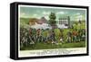 Lexington, Massachusetts - Battle of Lexington Scene-Lantern Press-Framed Stretched Canvas