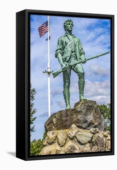 Lexington Minute Man Patriot Statue, Lexington Battle Green, Massachusetts.-William Perry-Framed Stretched Canvas