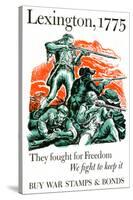 Lexington They Fought for Freedom We Fight to Keep It Stamps Bonds WWII War Propaganda Poster-null-Stretched Canvas