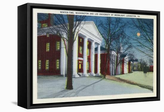 Lexington, VA, Exterior View of Washington, Lee University at Night during Winter-Lantern Press-Framed Stretched Canvas