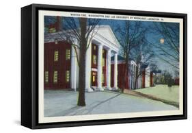 Lexington, VA, Exterior View of Washington, Lee University at Night during Winter-Lantern Press-Framed Stretched Canvas