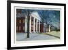 Lexington, VA, Exterior View of Washington, Lee University at Night during Winter-Lantern Press-Framed Premium Giclee Print