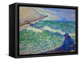 Lhomme a la barre - Man at the helm-Theo van Rysselberghe-Framed Stretched Canvas