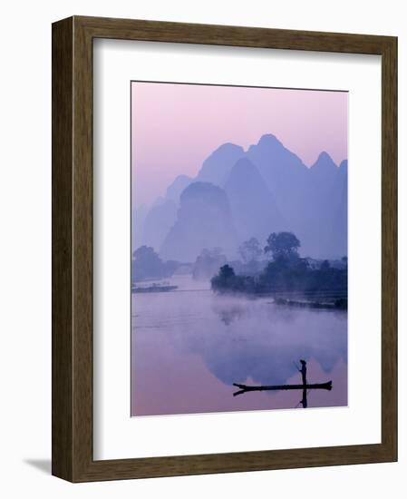 Li River and Limestone Mountains and River,Yangshou, Guangxi Province, China-Steve Vidler-Framed Photographic Print