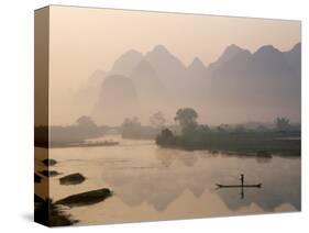 Li River and Limestone Mountains and River,Yangshou, Guangxi Province, China-Steve Vidler-Stretched Canvas