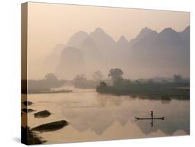 Li River and Limestone Mountains and River,Yangshou, Guangxi Province, China-Steve Vidler-Stretched Canvas