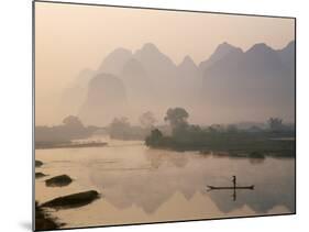 Li River and Limestone Mountains and River,Yangshou, Guangxi Province, China-Steve Vidler-Mounted Photographic Print