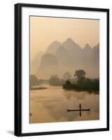 Li River and Limestone Mountains and River,Yangshou, Guangxi Province, China-Steve Vidler-Framed Photographic Print