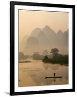 Li River and Limestone Mountains and River,Yangshou, Guangxi Province, China-Steve Vidler-Framed Photographic Print