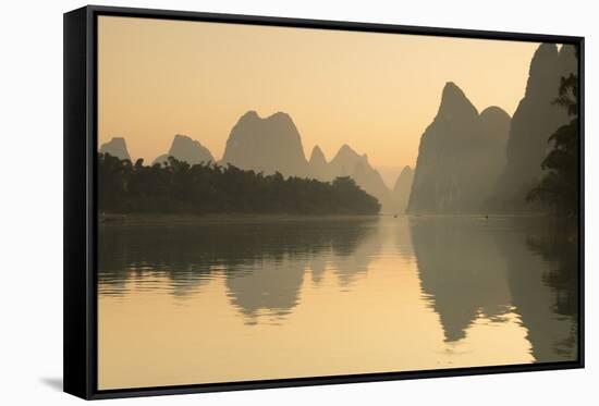 Li River at Dawn, Xingping, Yangshuo, Guangxi, China-Ian Trower-Framed Stretched Canvas