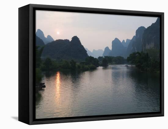 Li River in Yangshuo, Near Guilin, Guangxi Province, China-Kober Christian-Framed Stretched Canvas
