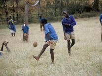 School Children Playing Football, Western Area, Kenya, East Africa, Africa-Liba Taylor-Photographic Print
