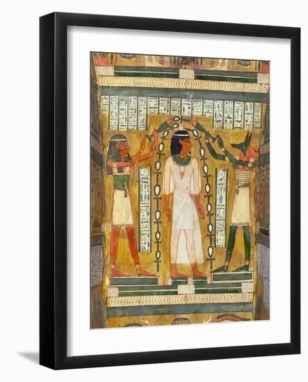 Libation of the Dead, Interior of the Sarcophagus of Amenemipet, Priest of the Cult of Amenophis-Egyptian 18th Dynasty-Framed Giclee Print