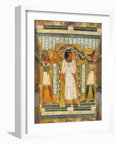 Libation of the Dead, Interior of the Sarcophagus of Amenemipet, Priest of the Cult of Amenophis-Egyptian 18th Dynasty-Framed Giclee Print