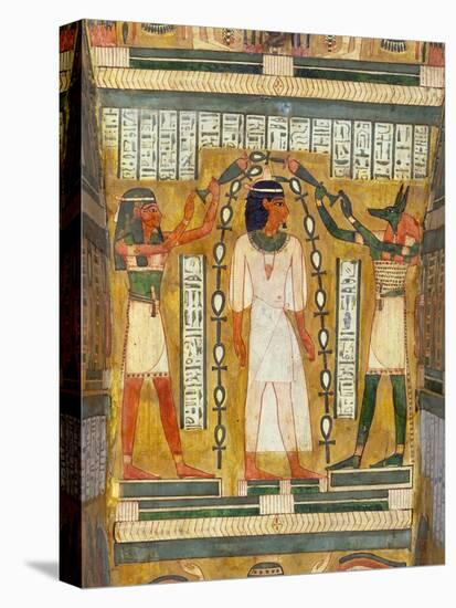 Libation of the Dead, Interior of the Sarcophagus of Amenemipet, Priest of the Cult of Amenophis-Egyptian 18th Dynasty-Stretched Canvas