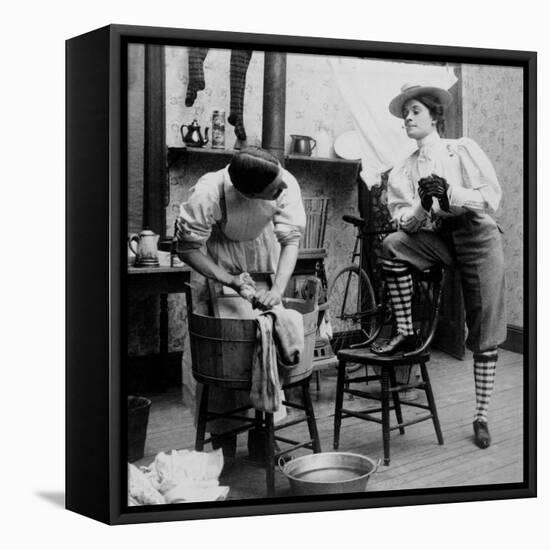 Liberated Woman On Wash Day, 1901-Science Source-Framed Stretched Canvas