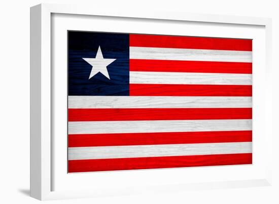 Liberia Flag Design with Wood Patterning - Flags of the World Series-Philippe Hugonnard-Framed Art Print