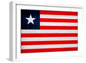 Liberia Flag Design with Wood Patterning - Flags of the World Series-Philippe Hugonnard-Framed Art Print