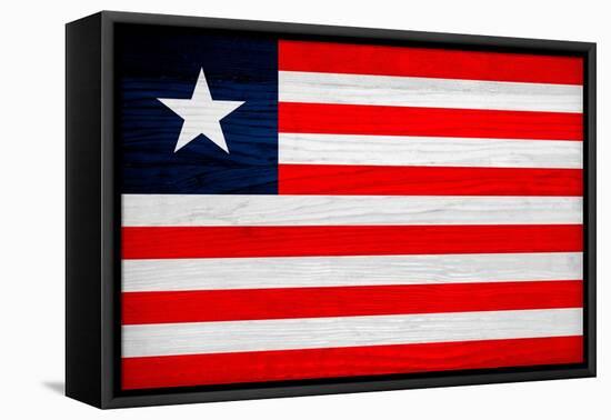 Liberia Flag Design with Wood Patterning - Flags of the World Series-Philippe Hugonnard-Framed Stretched Canvas