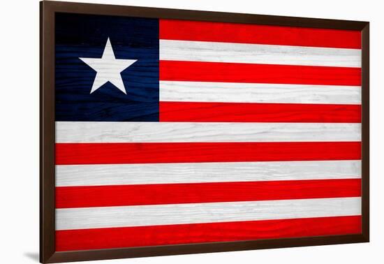 Liberia Flag Design with Wood Patterning - Flags of the World Series-Philippe Hugonnard-Framed Art Print