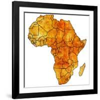 Liberia on Actual Map of Africa-michal812-Framed Art Print