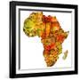 Liberia on Actual Map of Africa-michal812-Framed Art Print