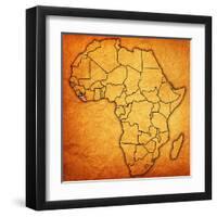 Liberia on Actual Map of Africa-michal812-Framed Art Print