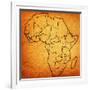 Liberia on Actual Map of Africa-michal812-Framed Art Print