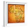 Liberia on Actual Map of Africa-michal812-Framed Art Print