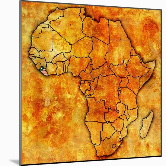 Liberia on Actual Map of Africa-michal812-Mounted Art Print