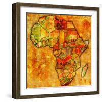 Liberia on Actual Map of Africa-michal812-Framed Art Print