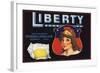 Liberty Brand - Escondido, California - Citrus Crate Label-Lantern Press-Framed Art Print