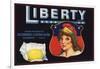 Liberty Brand - Escondido, California - Citrus Crate Label-Lantern Press-Framed Art Print