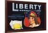 Liberty Brand - Escondido, California - Citrus Crate Label-Lantern Press-Framed Art Print