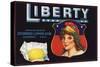 Liberty Brand - Escondido, California - Citrus Crate Label-Lantern Press-Stretched Canvas