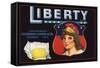 Liberty Brand - Escondido, California - Citrus Crate Label-Lantern Press-Framed Stretched Canvas