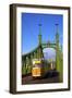 Liberty Bridge and Tram, Budapest, Hungary, Europe-Neil Farrin-Framed Premium Photographic Print