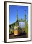 Liberty Bridge and Tram, Budapest, Hungary, Europe-Neil Farrin-Framed Photographic Print