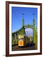 Liberty Bridge and Tram, Budapest, Hungary, Europe-Neil Farrin-Framed Photographic Print